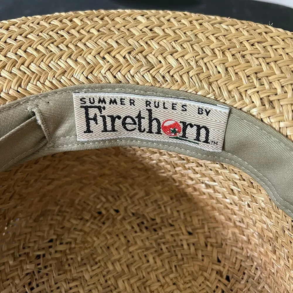 Firethorn Summer Rules Wide Brim Straw Sun Hat with Polka Dot Bow resortwear